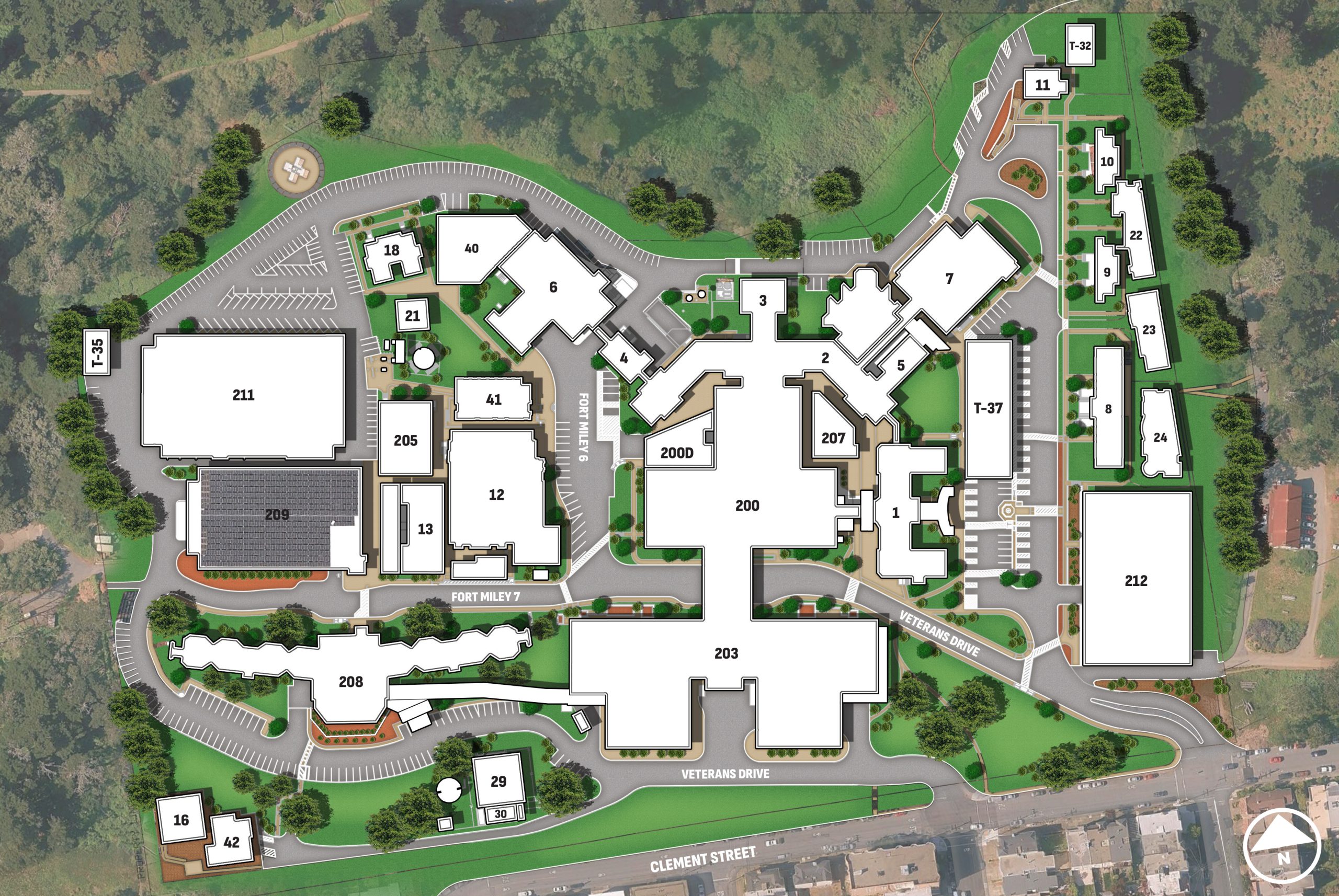 Buildings, landscape & circulation